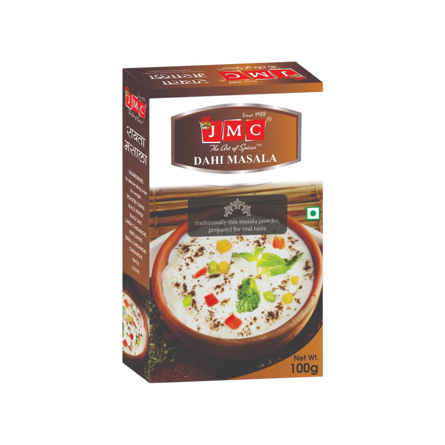 Jmc dahi raita masala 100g box front side